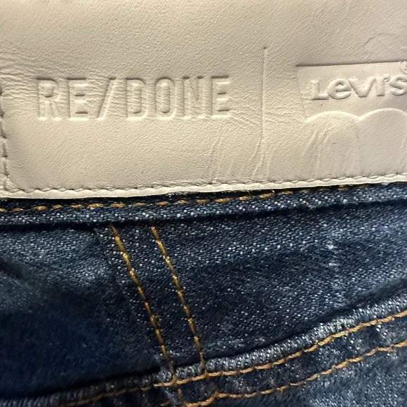 Re/done Levis Women's 501 Straight Jeans in Indigo Daisy medium Blue Denim sz 24 - Picture 6 of 11